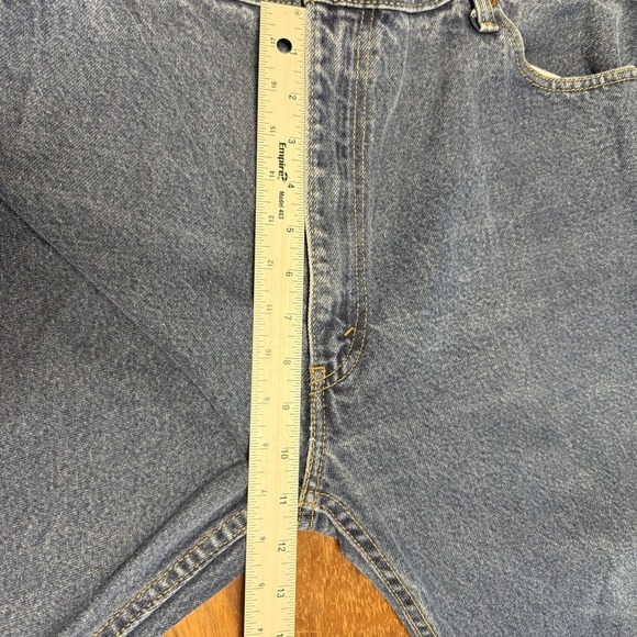 Levis 505 Denim Jeans Mens 42x30 Blue Wash Regular Fit Straight Leg - Picture 7 of 10